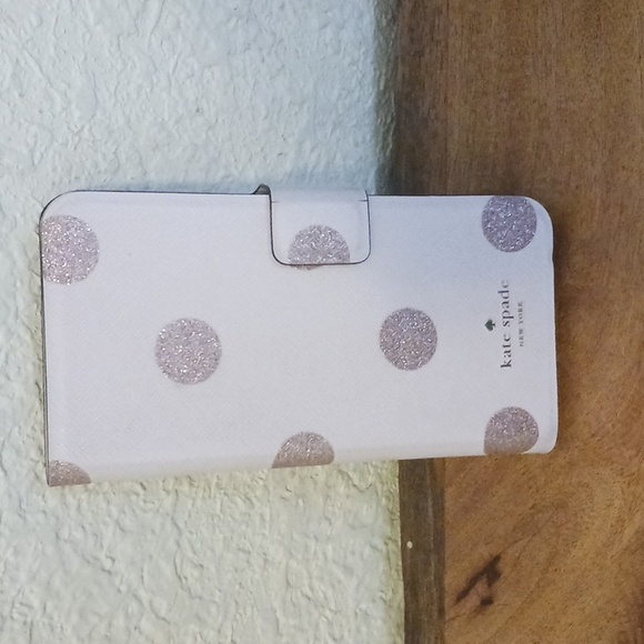 kate spade Accessories - Kate Spade Glitter Dot folio phone case/card holder iPhone 7&8